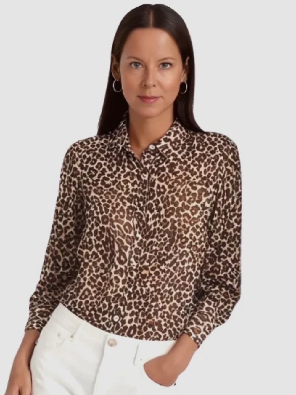 J. Crew Leopard Print Button-Down Shirt in Brown and Cream